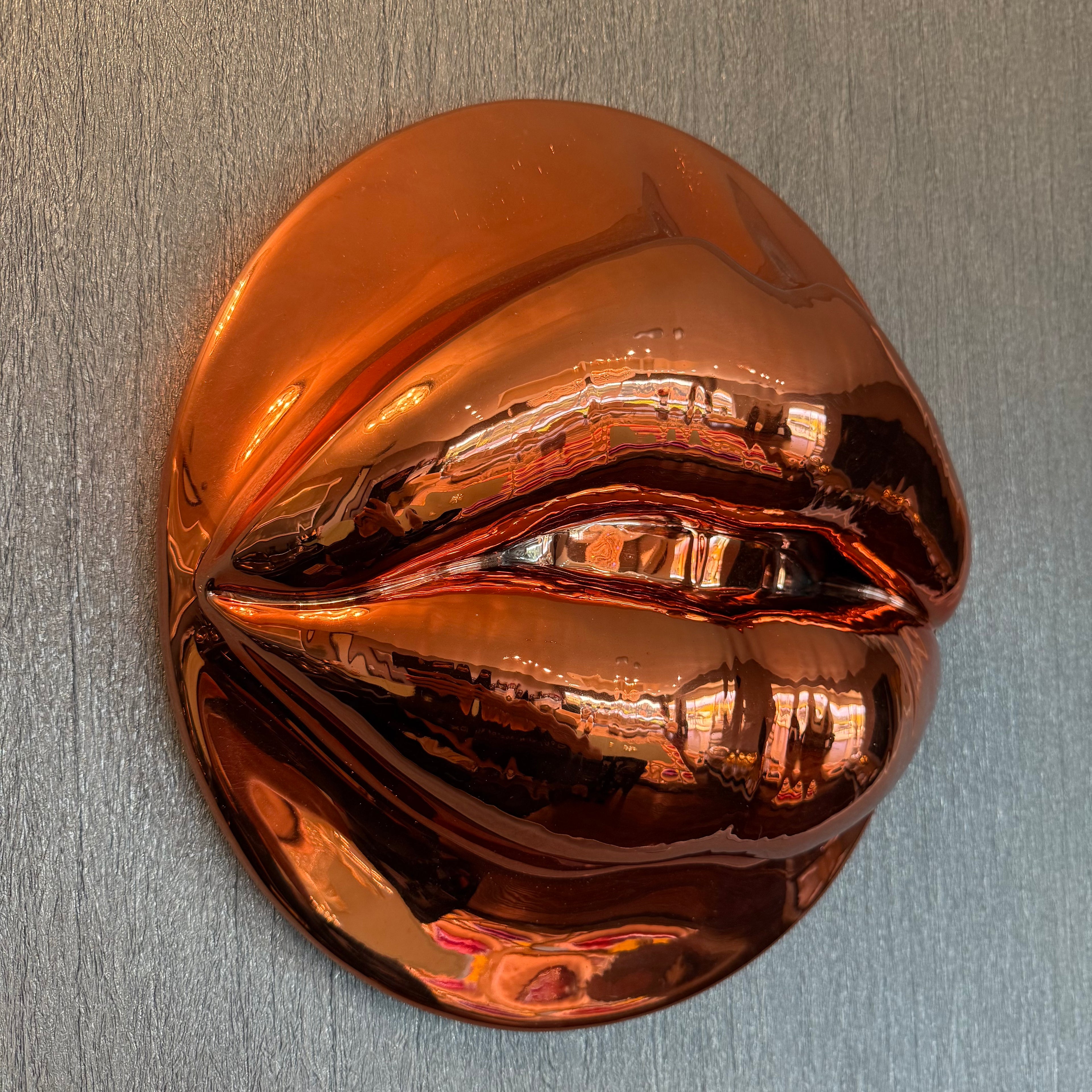 Rose Gold Chrome Parted Lips Sculpture