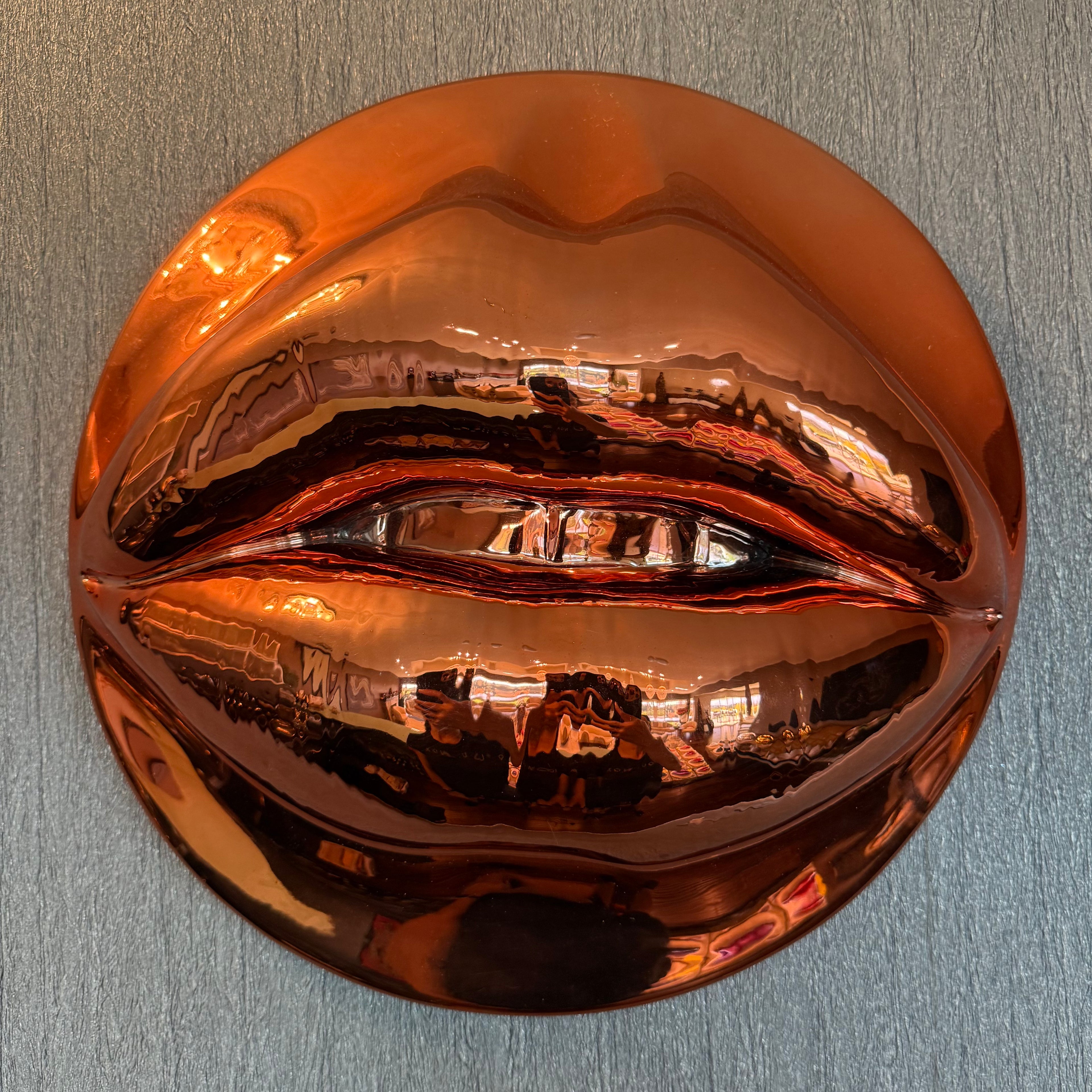 Rose Gold Chrome Parted Lips Sculpture